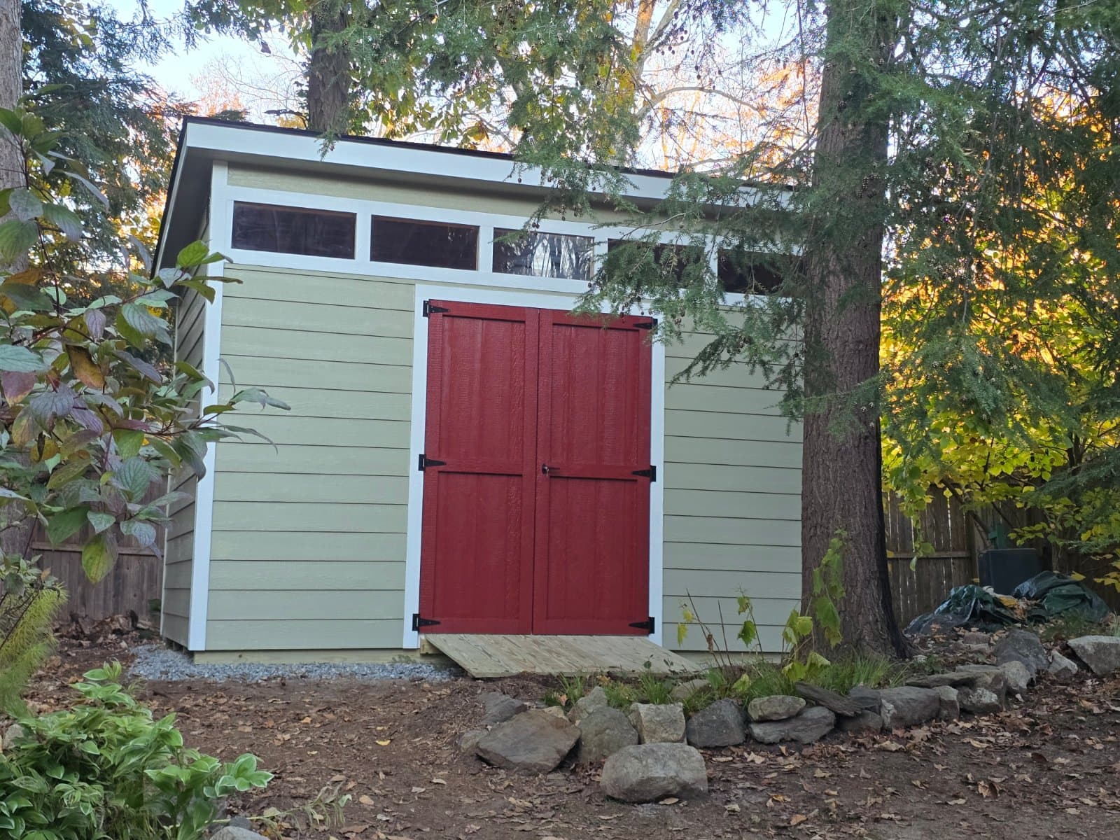 A real 8x14 Tall Modern with clapboard siding, built onsite in Westport, CT